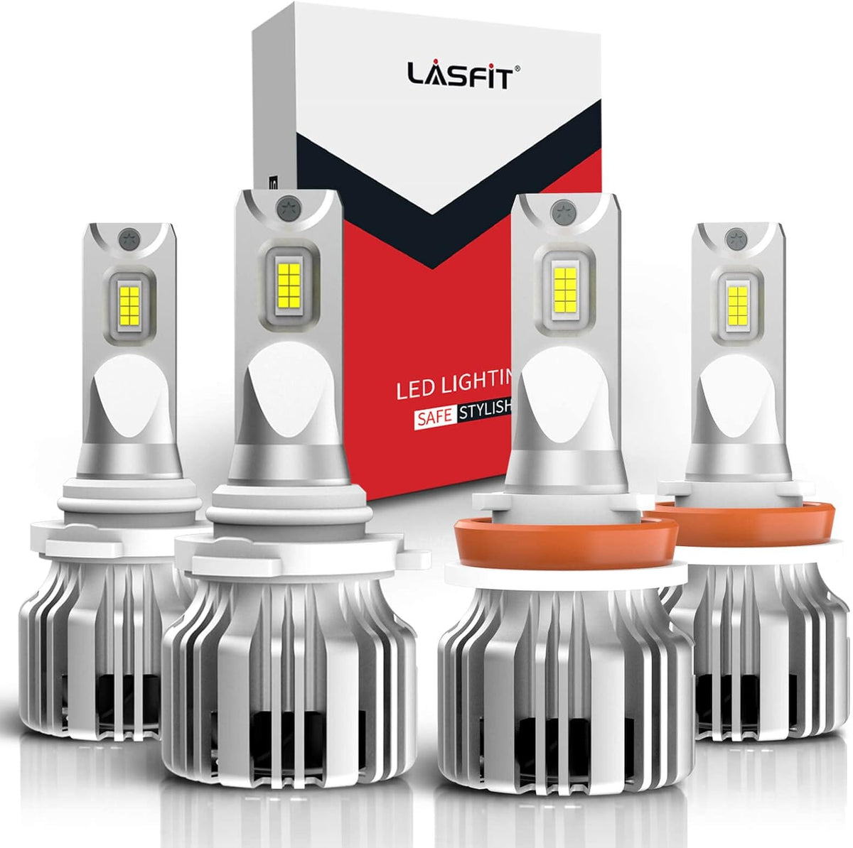 9005/HB3 H11/H8/H9 LED Bulbs Combo, 6000K Cool White, Pack of 4 Pack of 2 W74887
