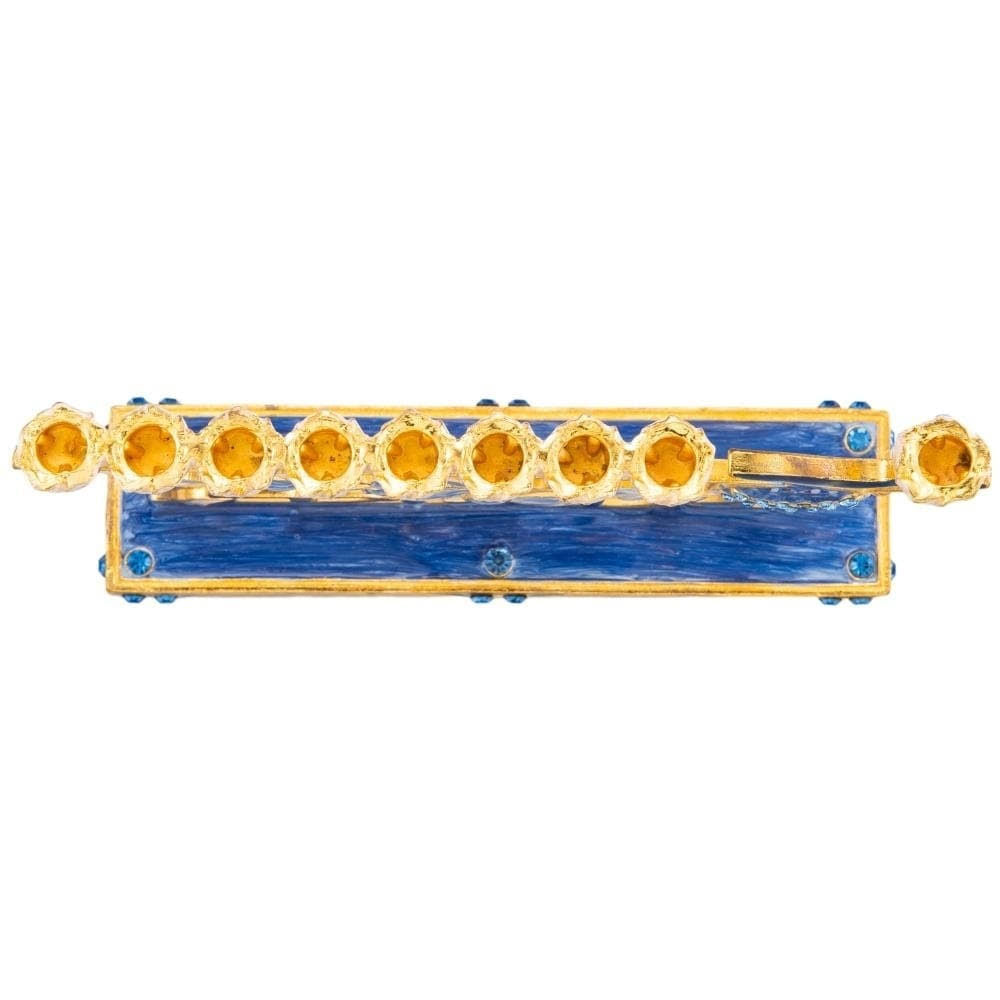 Blue Enamel Menorah Candelabra J2321