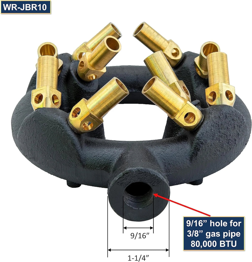 10 Copper Tips Jet Burner Wok Range, Cast Iron Body, Liquid Propane B90411