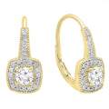 10K Yellow Gold Halo Style Dangling Diamond Earrings V8856