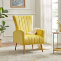 Yellow Velvet Wingback Arm Chair with Metal Legs T4068