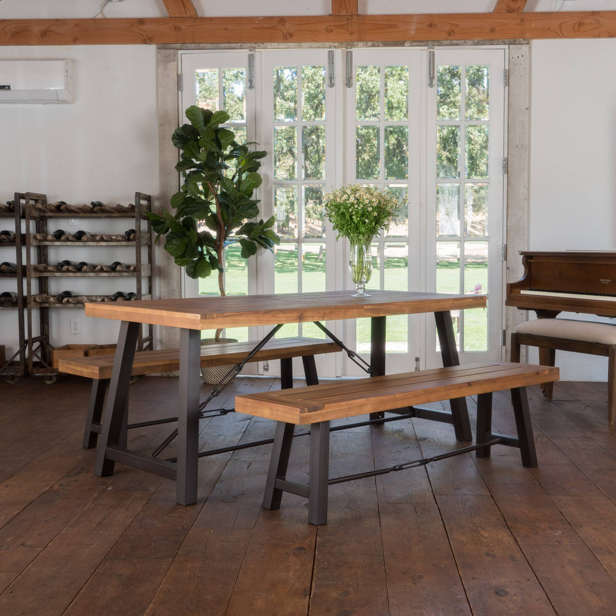 Acacia Wood Dining Set X7420