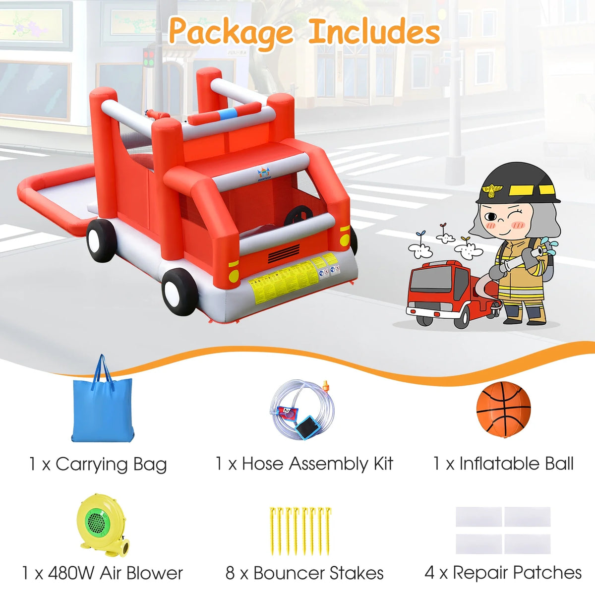 Inflatable Castle Water Park Kids Bounce House with 480W Blower G136