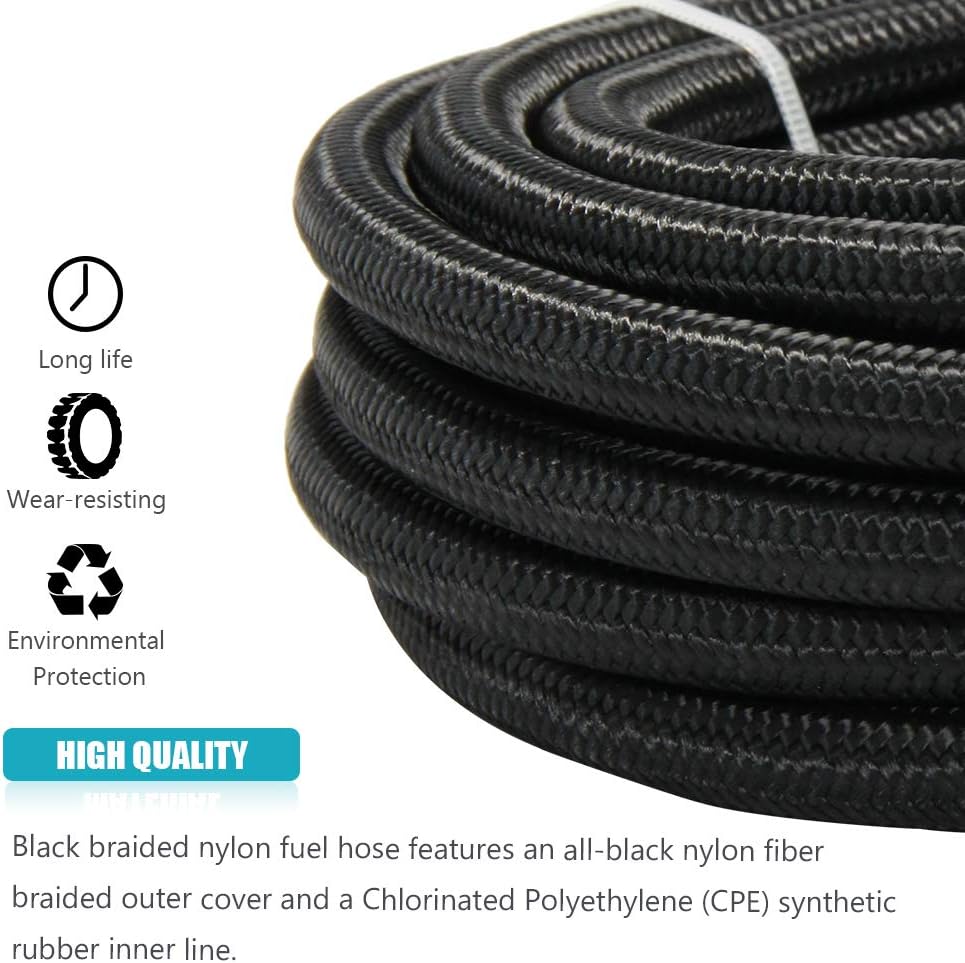 1/2" 8AN 16FT Nylon Stainless Steel Braided Fuel Line Kit C393970