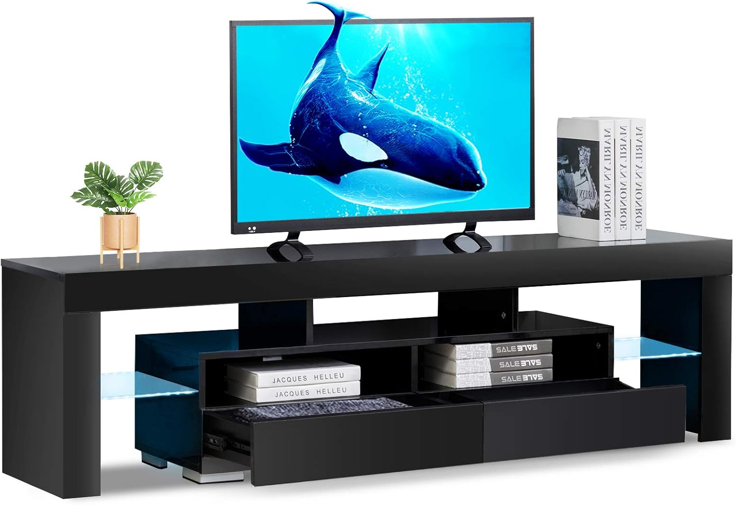 Black LED TV Stand with RGB Lights R617