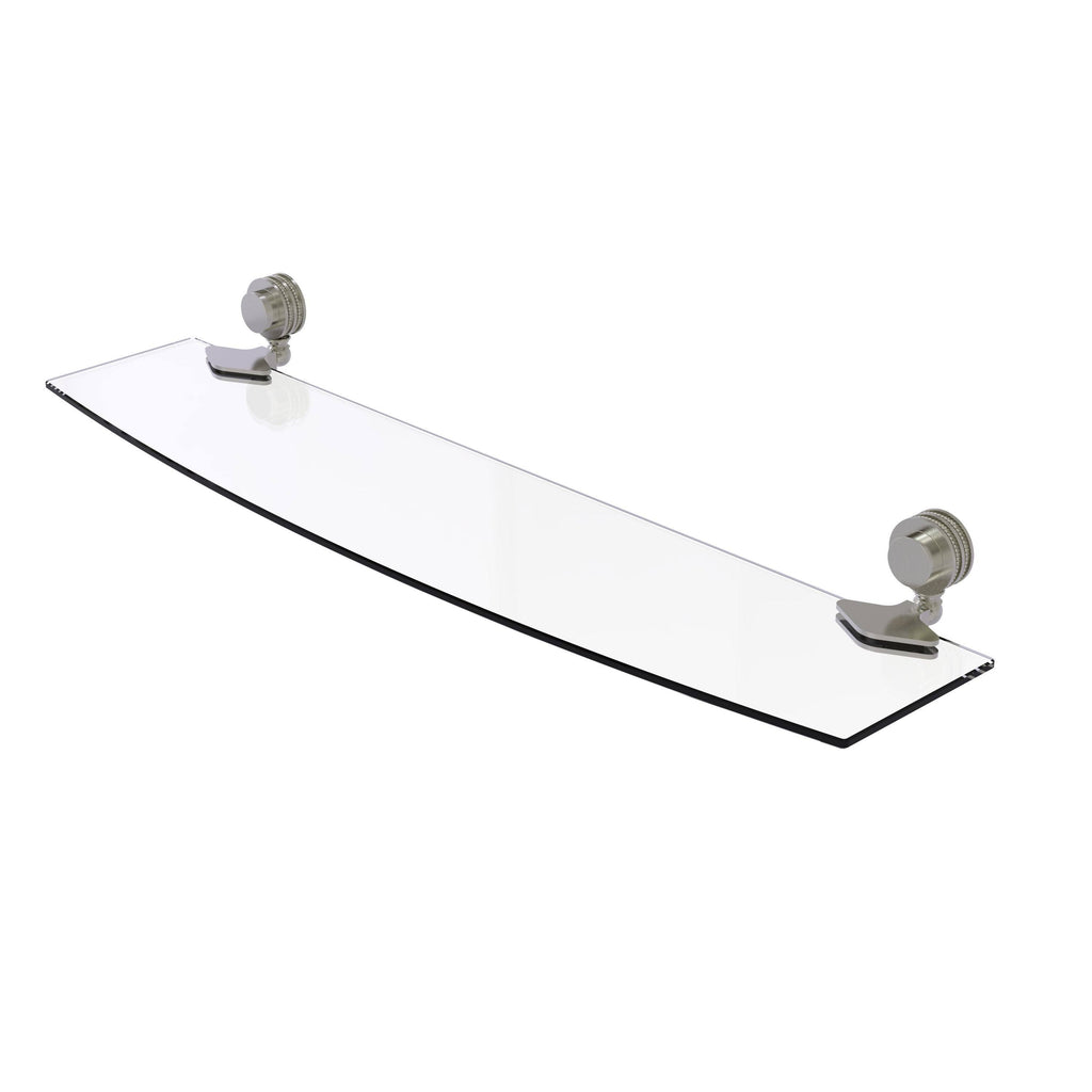Polished Nickel Glass Shelf with Dotted Accents B965