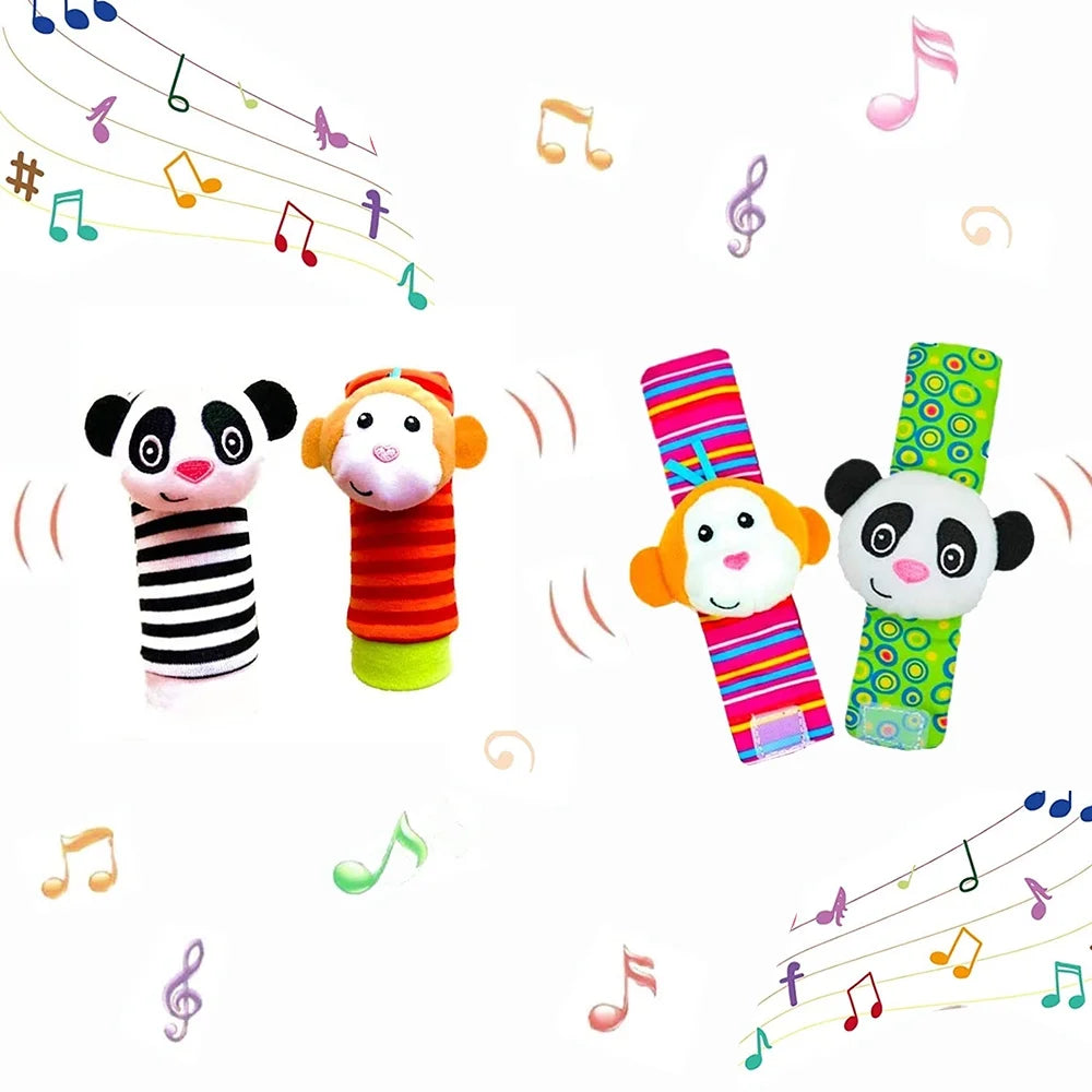 Baby Socks Toys Wrist Rattle and Foot Finder Developmental Early Educational Toys Set (4 PCS) A483098