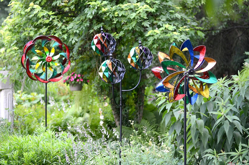 Multicolor Garden Art Spinner with Wind Powered Lights G935253