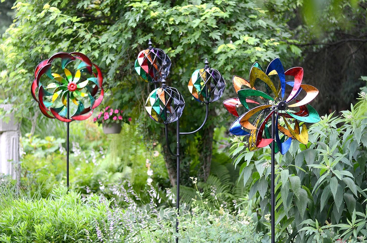 Multicolor Garden Art Spinner with Wind Powered Lights G935253