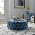 Tufted Velvet Round Ottoman with Casters U473119
