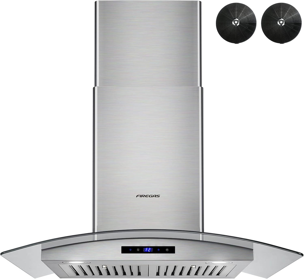 30 inch Wall Mount Range Hood with Ducted Exhaust Vent, Stainless Steel H5104