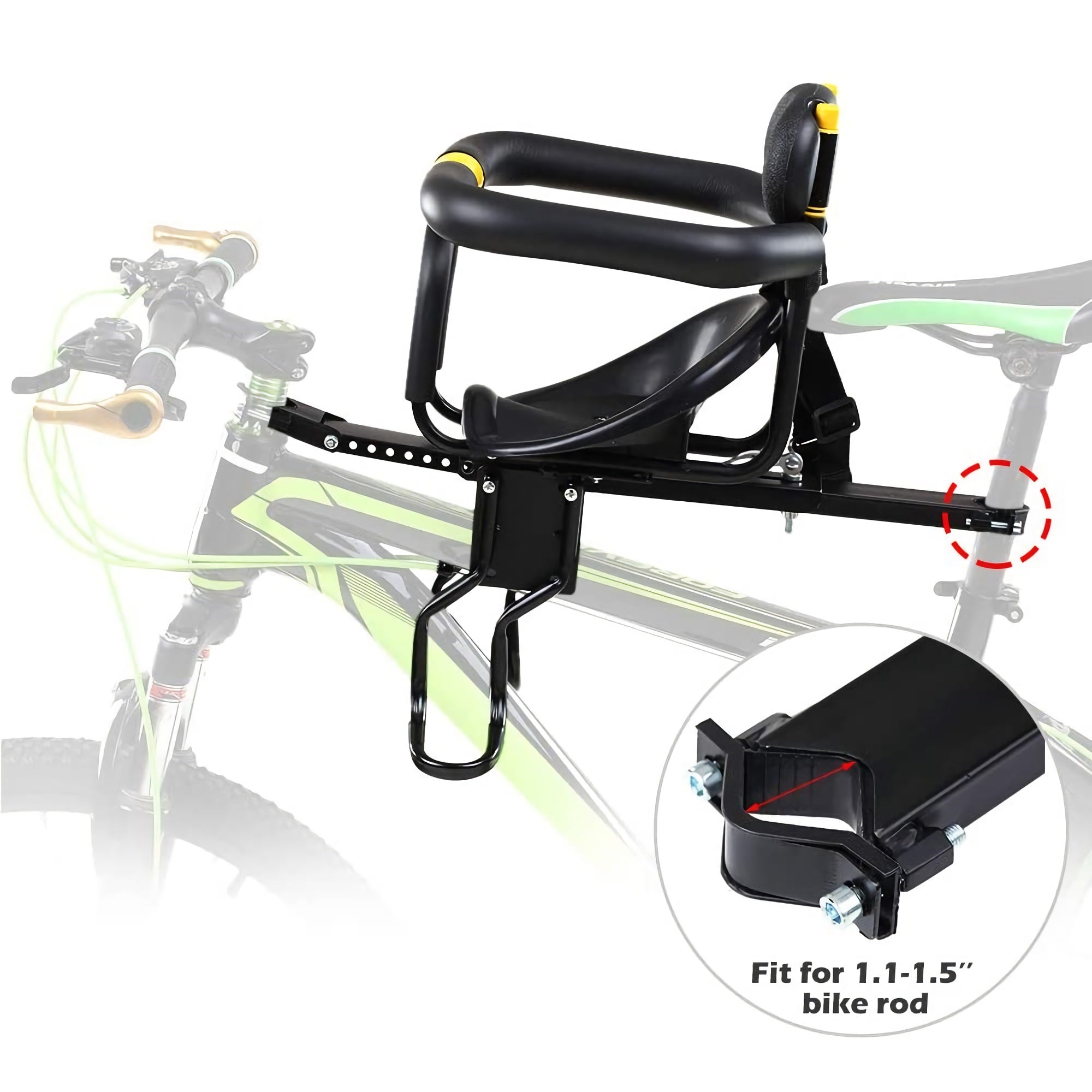 Children Safety Bicycle Seat Carrier with Back Rest, Foot Pedals P2317
