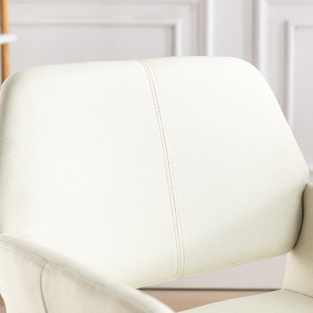 Beige Fabric Mid-Century Accent Chair with Metal Legs B4800
