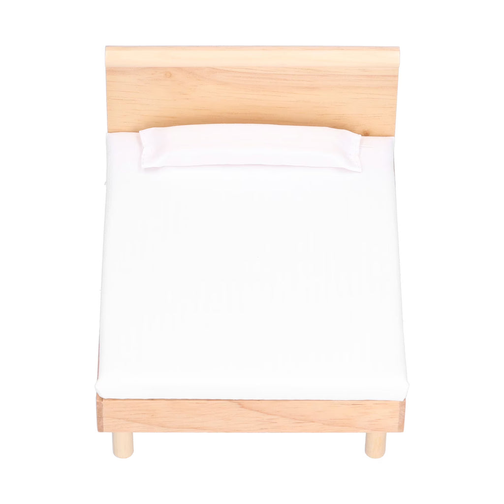 Wooden Double Bed for Dollhouse Decoration H8835