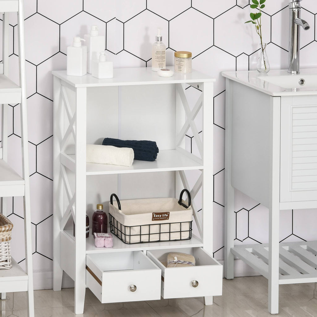 Freestanding Bathroom Storage Cabinet with Two Drawers and 3 Shelves U906373