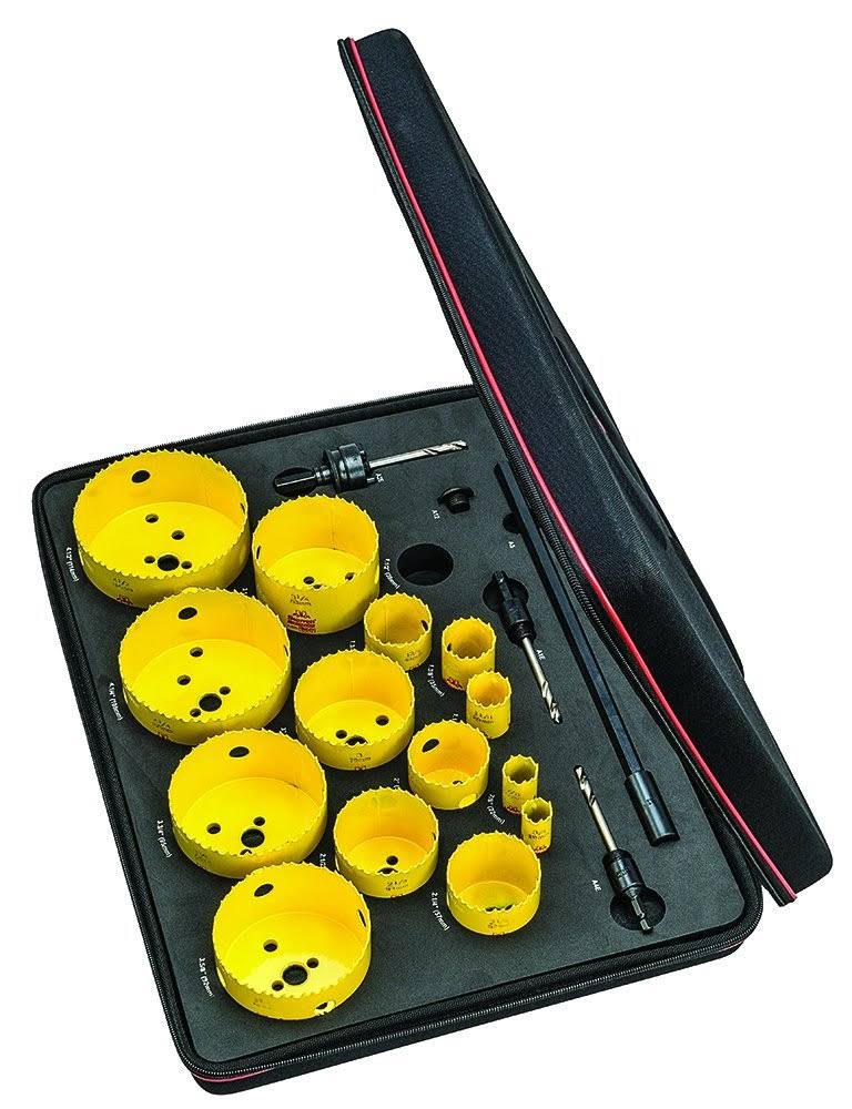 15 Hole Saws with Arbors Industrial Kit N856