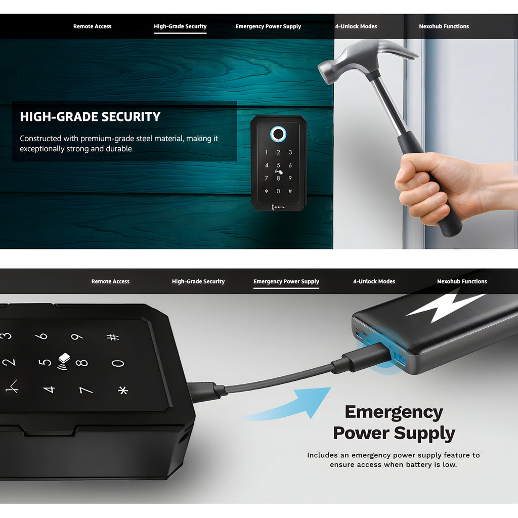 Key Lock Box with Wifi Hub, Wall Mount, 4 Lock Modes M998984