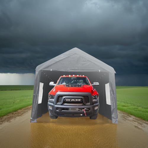 Grey Heavy Duty Portable Carport Canopy with Sidewalls N229303
