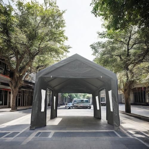 Grey Heavy Duty Portable Carport Canopy with Sidewalls N229303