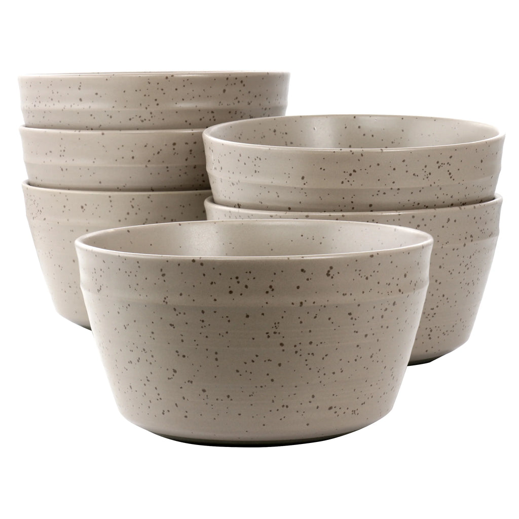 6 Piece 6 Inch Round Stoneware Bowl Set in Mocha G826