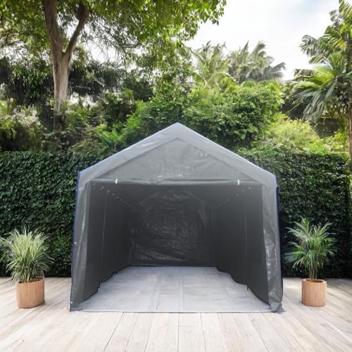 Grey Heavy Duty Portable Carport Canopy with Sidewalls N229303