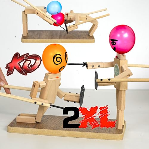 Wooden Fencing Puppets Toys Balloon Bamboo Man Battle Game (with 200 Balloons) Y361041