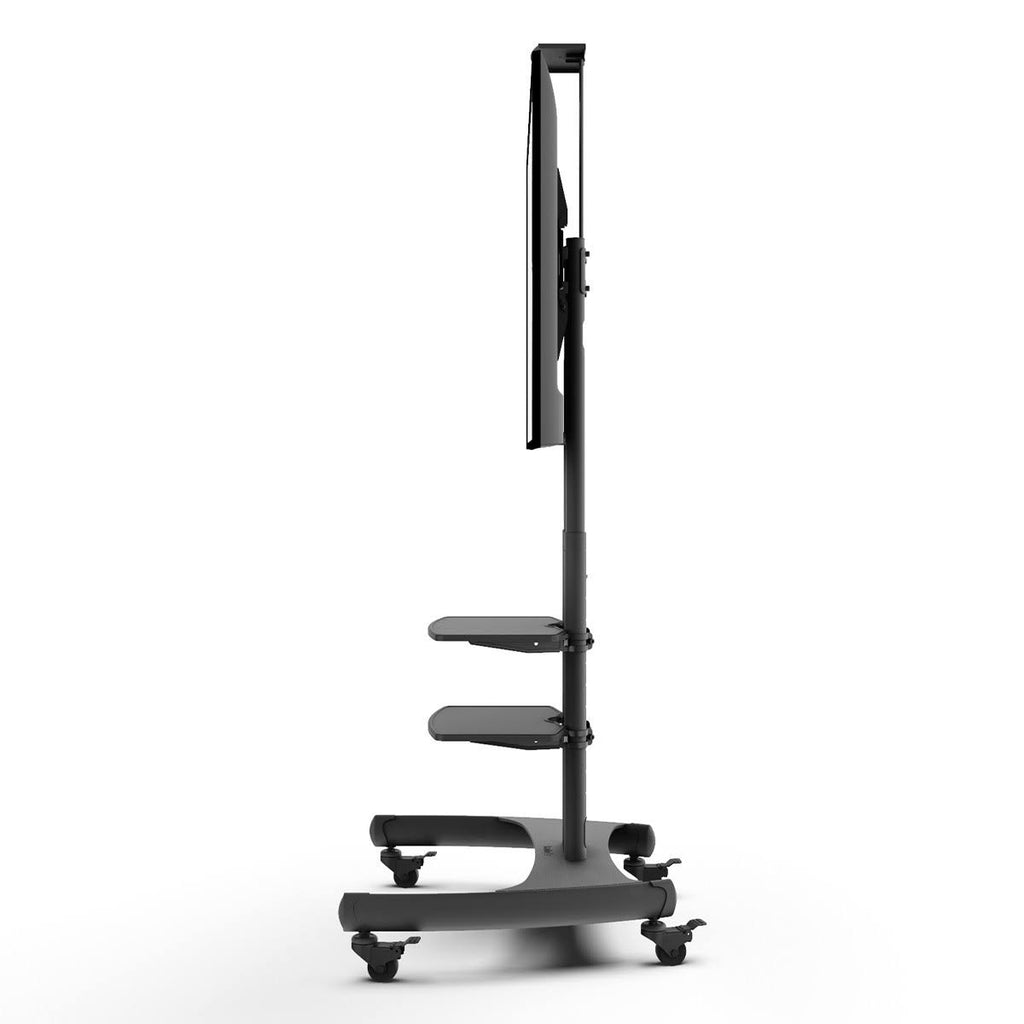 Black Mobile TV Mount with Two Adjustable Shelves C31417