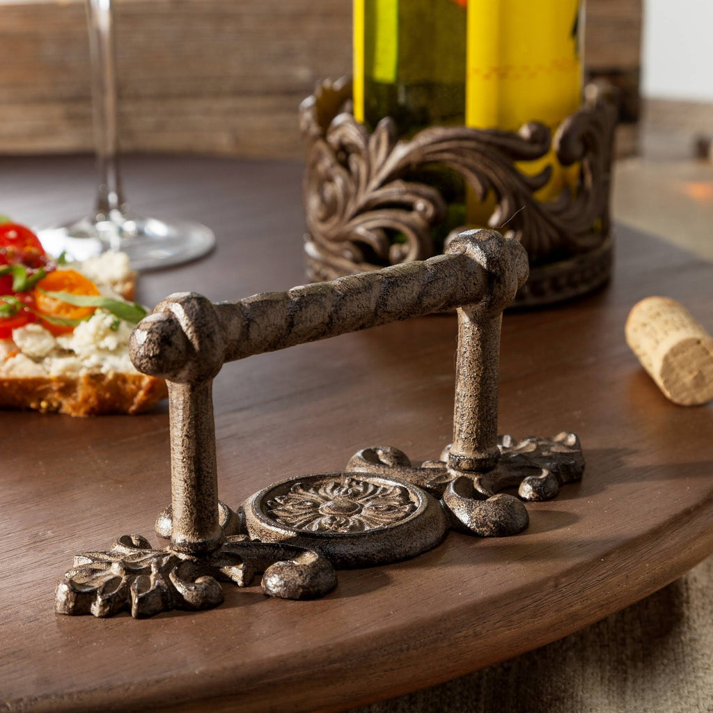 Wood Lazy Susan with Metal Handles S793