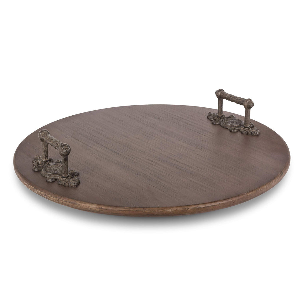 Wood Lazy Susan with Metal Handles S793