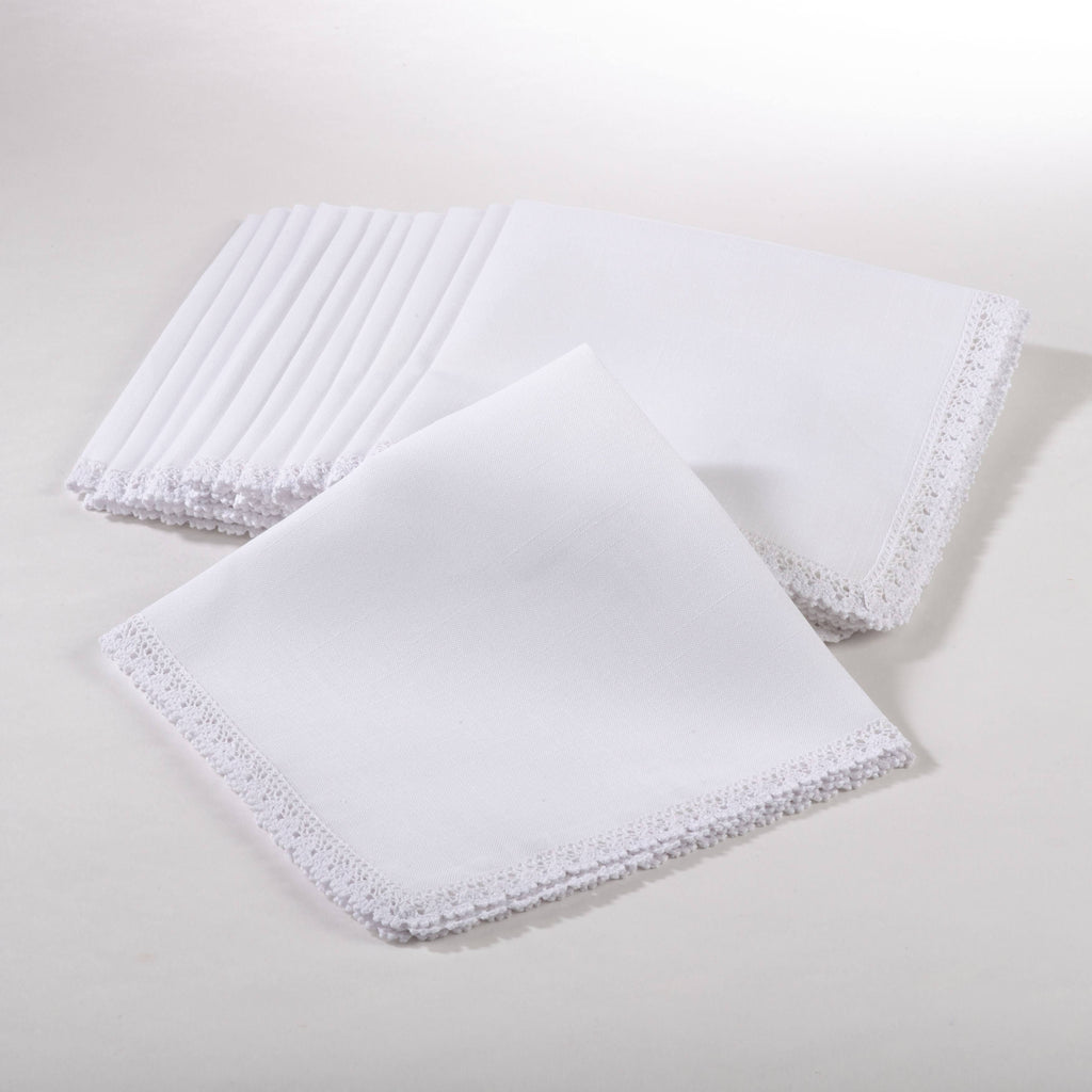 Natural Lace Trimmed Dinner Napkin Set of 12 Q97218
