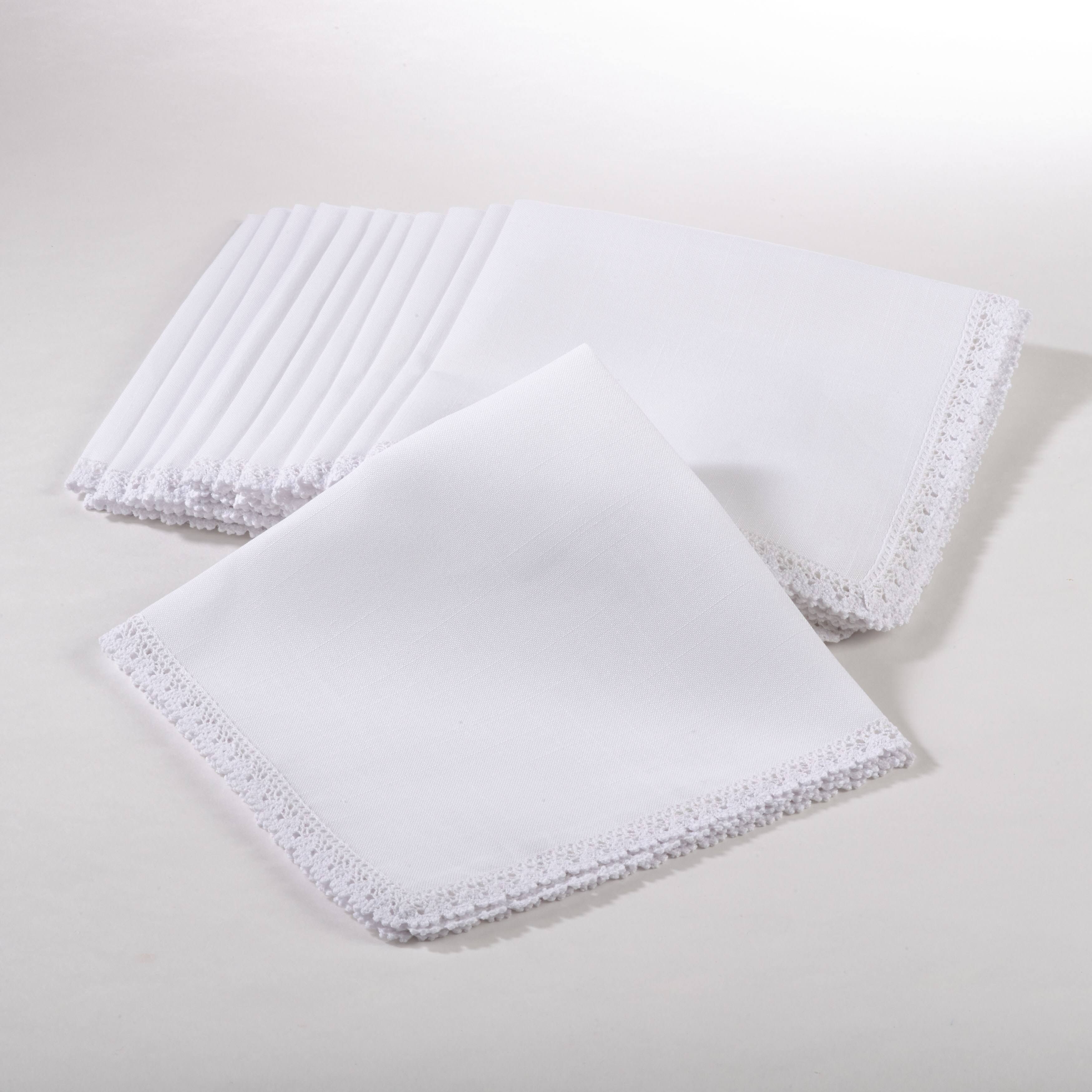 Natural Lace Trimmed Dinner Napkin Set of 12 Q97218