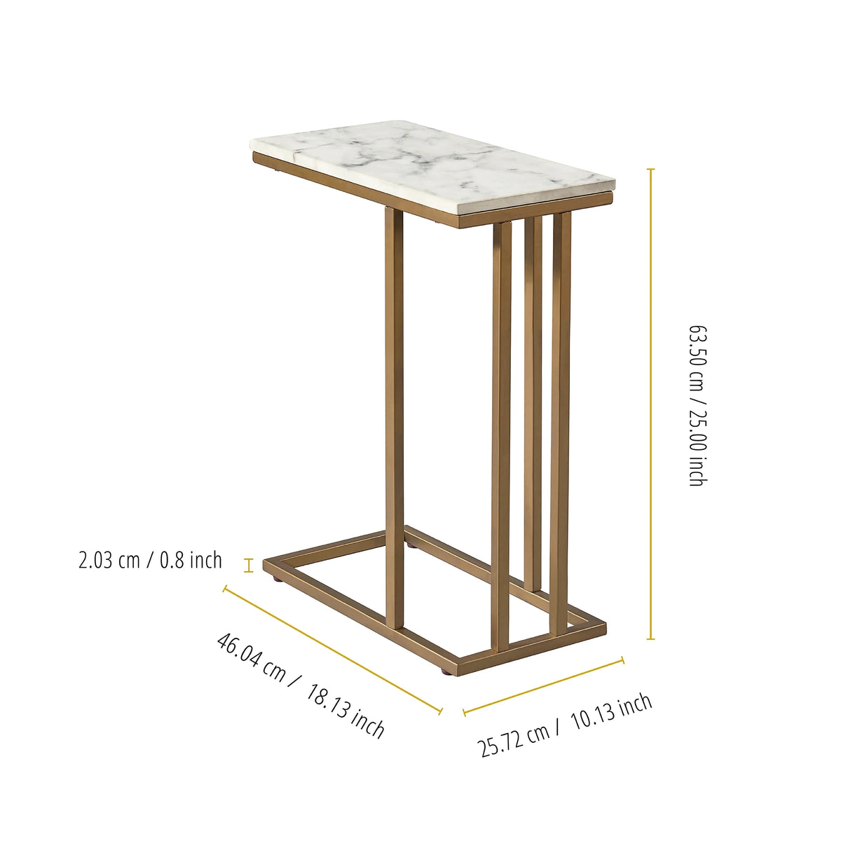 Marble-Look C Shape Side Table W449281