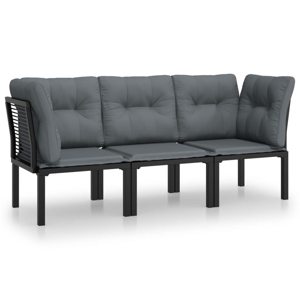 Black Poly Rattan 3 Piece Outdoor Patio Furniture Set E71526