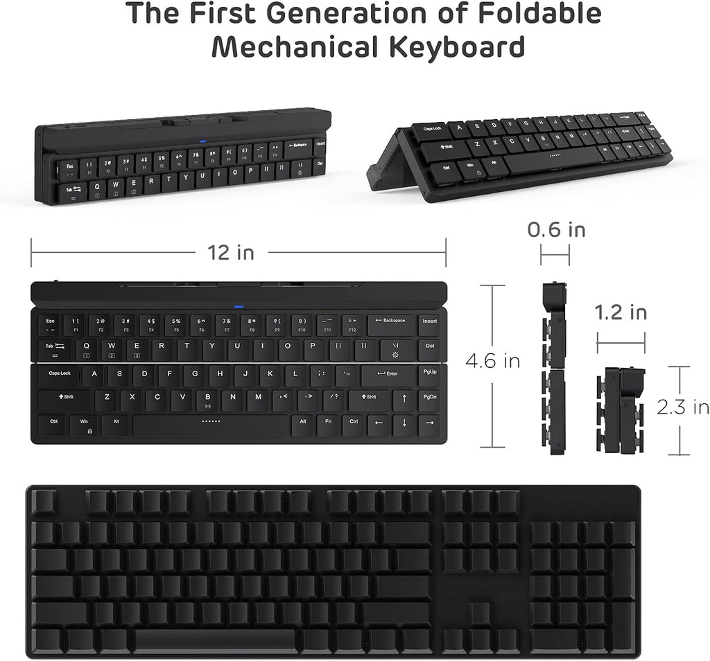 68 Keys 60% Foldable Mechanical Keyboard with Aluminum Body, White Backlit, Low Profile Clicky White Switches, Pack of 2 J4923