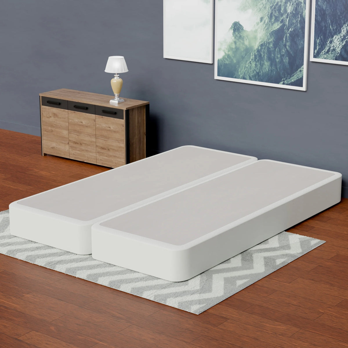 White Twin Low Profile Split Bed Foundation T37053
