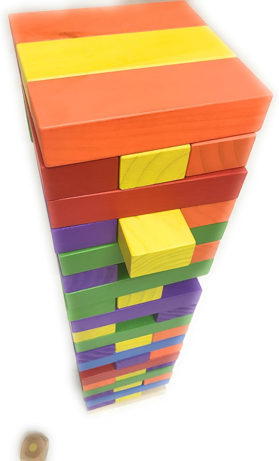 Colorful Tumbling Timber Tower with Dice and Carry Bag C53538