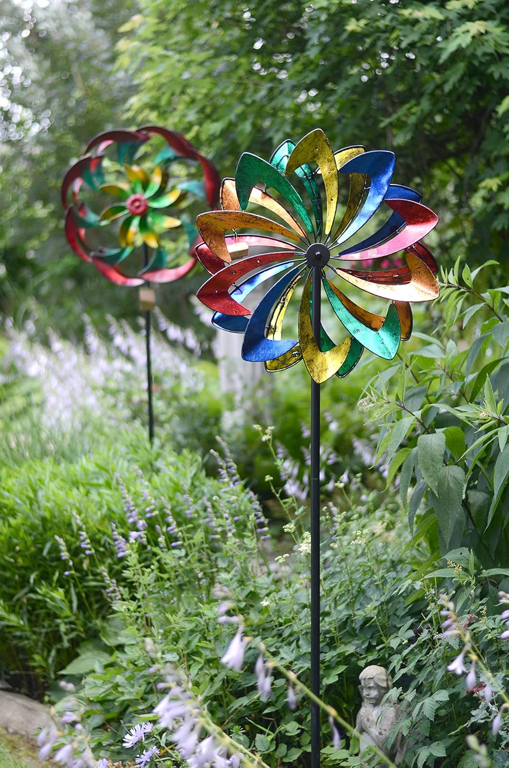Multicolor Garden Art Spinner with Wind Powered Lights G935253