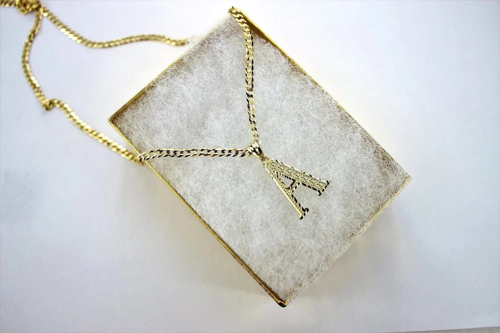 10K Yellow Gold Initial Pendant with Cuban Chain 2.5mm R993045
