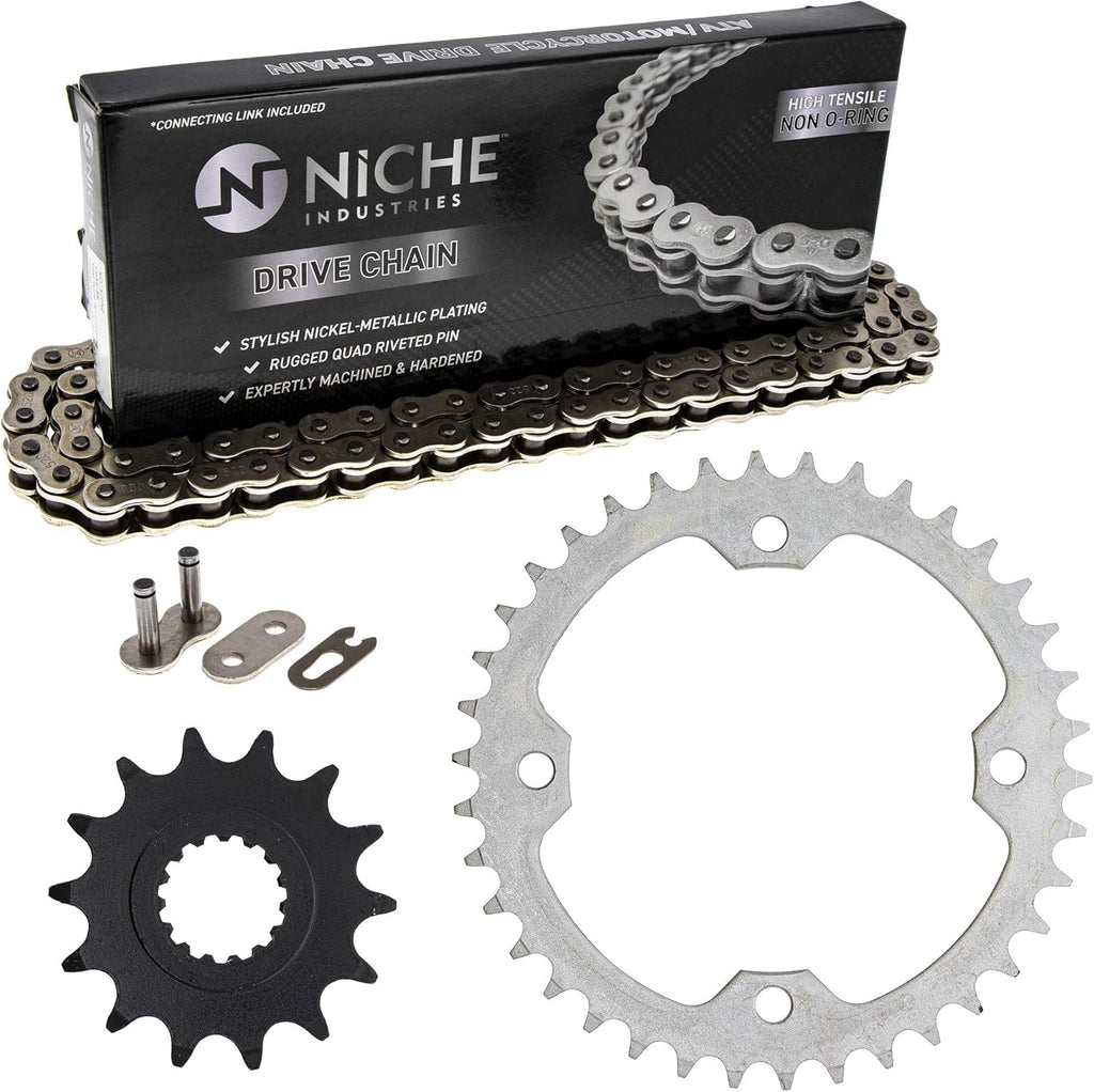 Drive Sprocket Chain Combo Front 14 Rear 38 Tooth 520NZ Standard 98 Links Pack of 2 O9480
