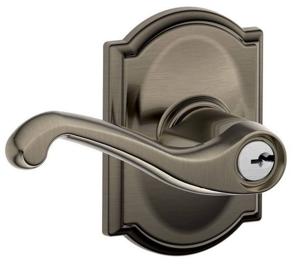 Antique Nickel Keyed Entry Lever Lock I229
