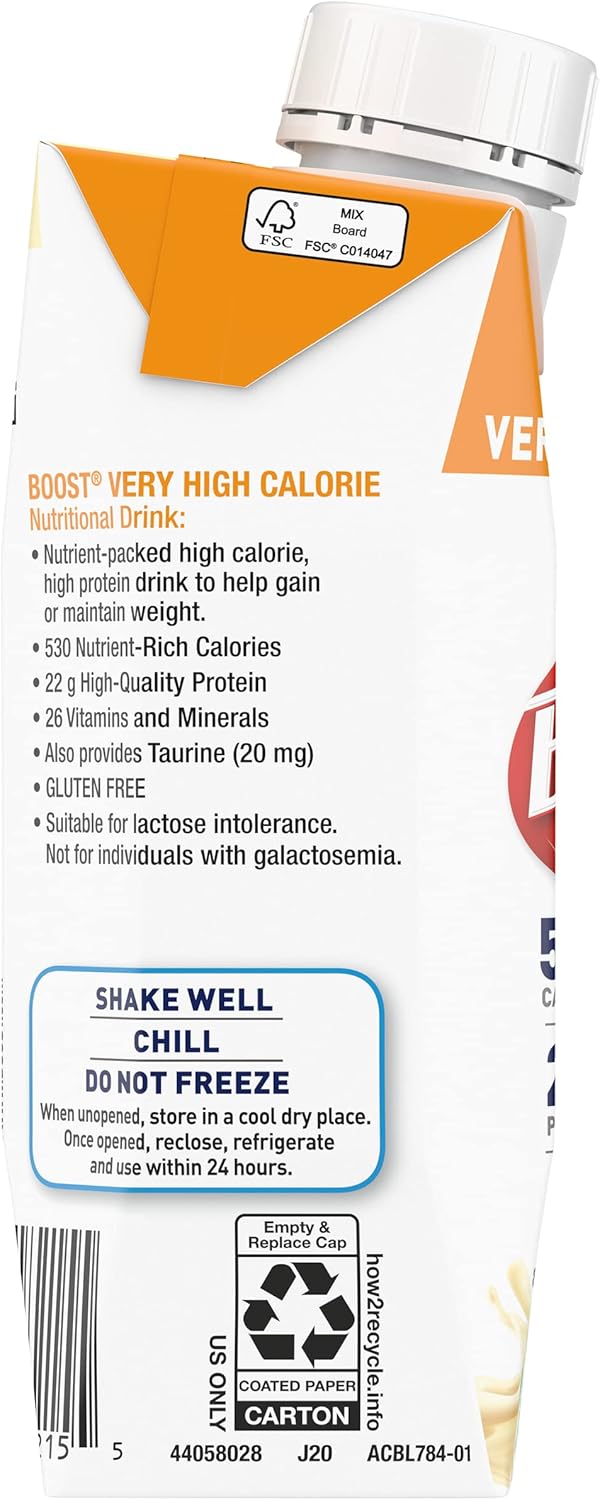 Very Vanilla High Calorie Nutritional Drink, 8 Fl Oz (Pack of 24) X458934