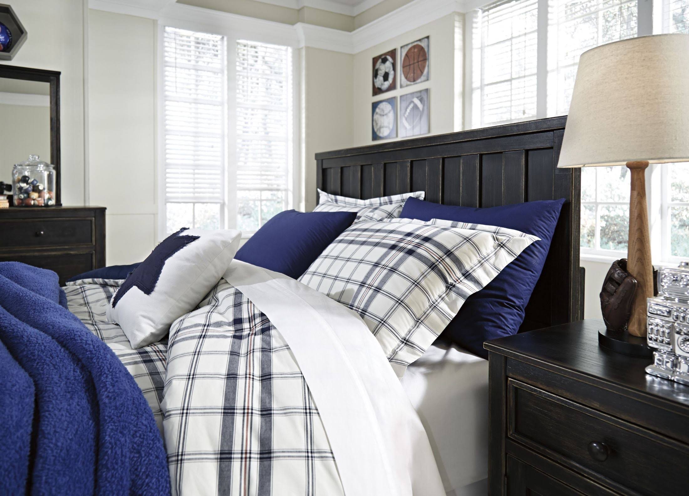 Black Twin Panel Headboard H482474