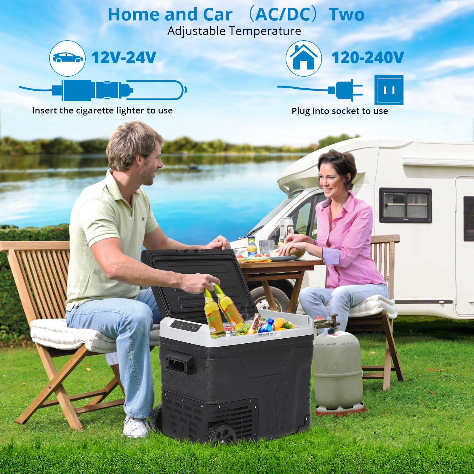 12 Volt 53 Quarts Portable Car Refrigerator Freezer P43495