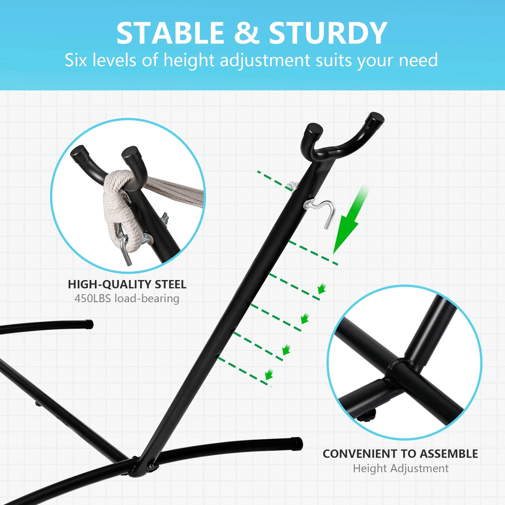 450lbs Portable Double Hammock Stand with Carry Bag W322723