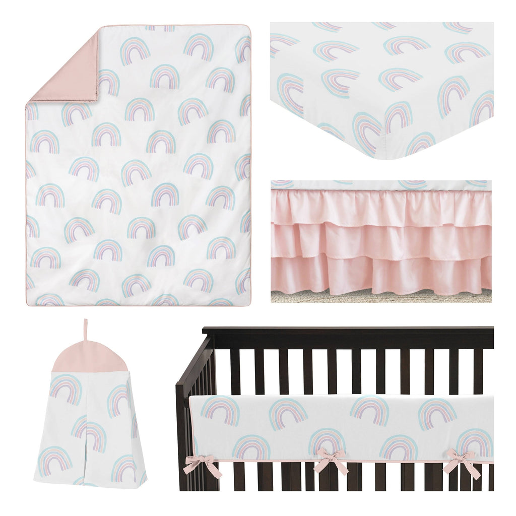 Pastel Rainbow 5 Pieces Crib Bedding Set F227