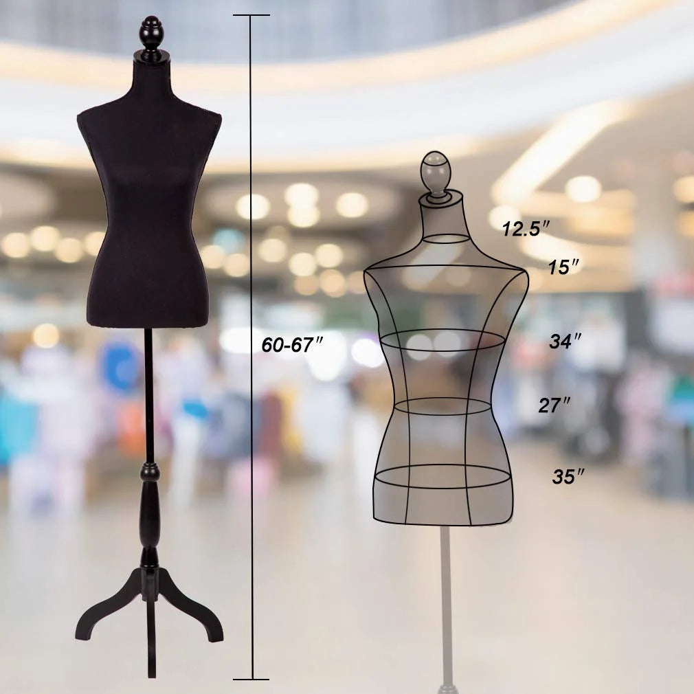 Black Adjustable Tripod Stand Mannequin Dress Form S29855