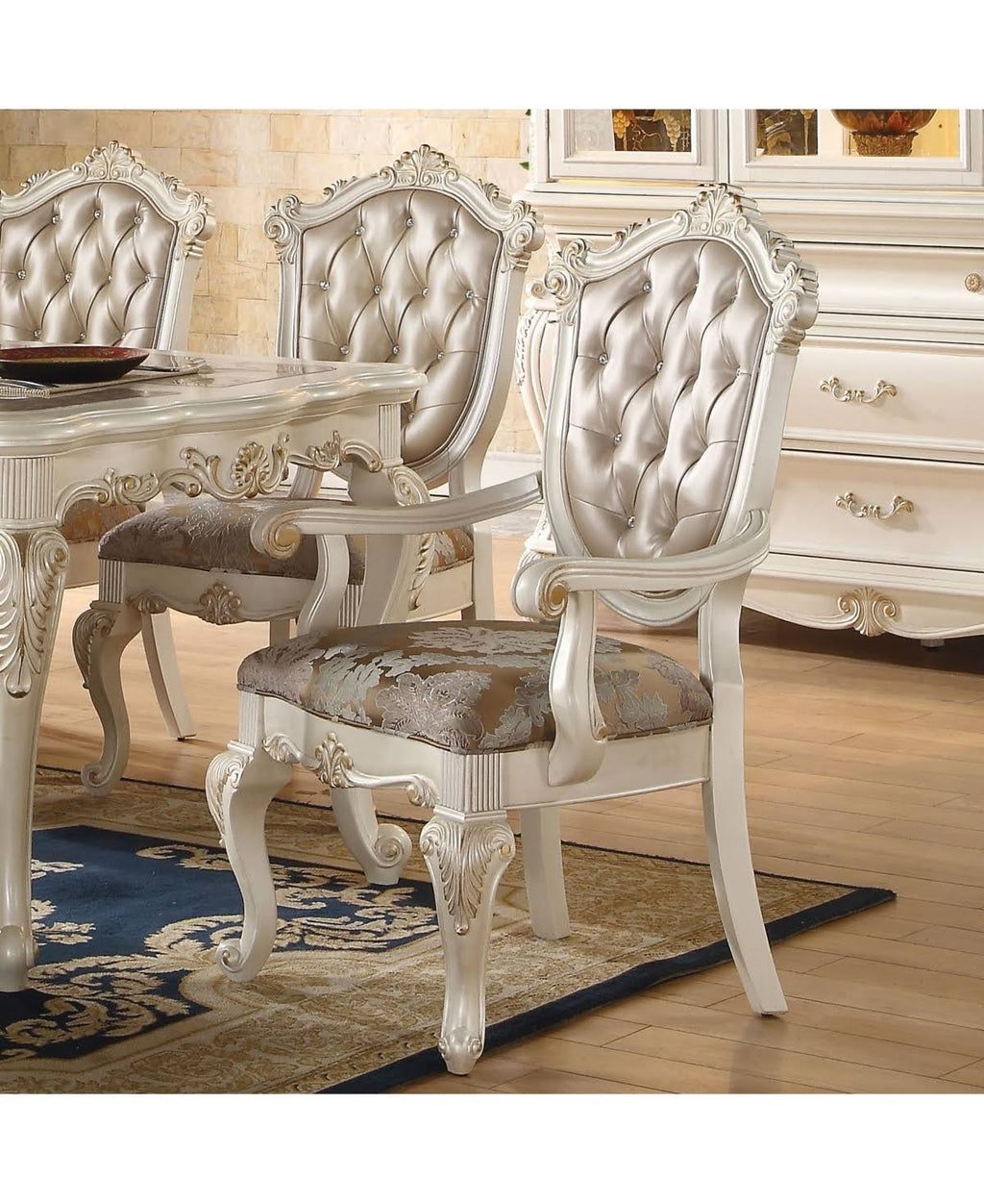 Rose Gold PU Arm Chair Set-2 C5614