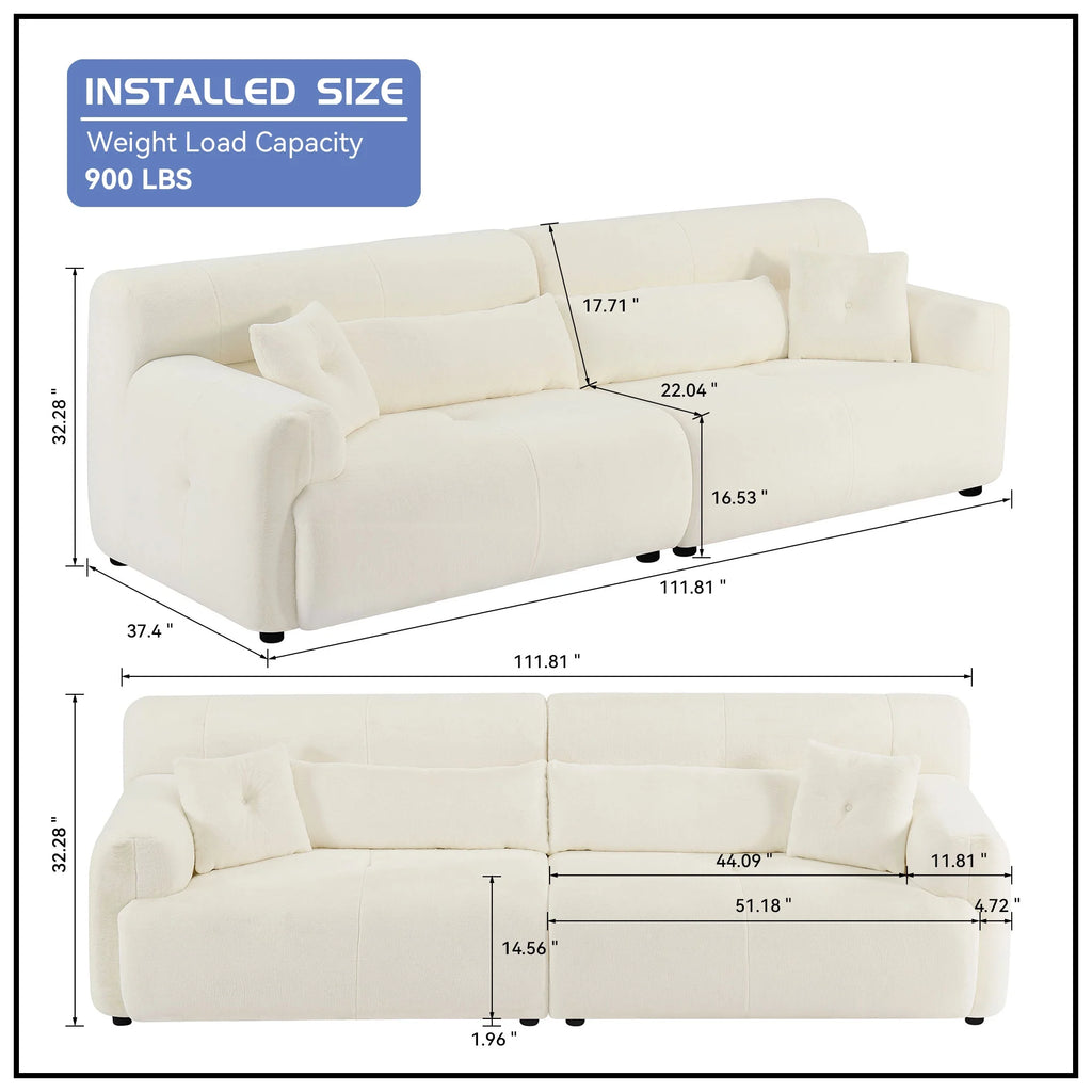 Beige Faux Rabbit Fur Sofa S283