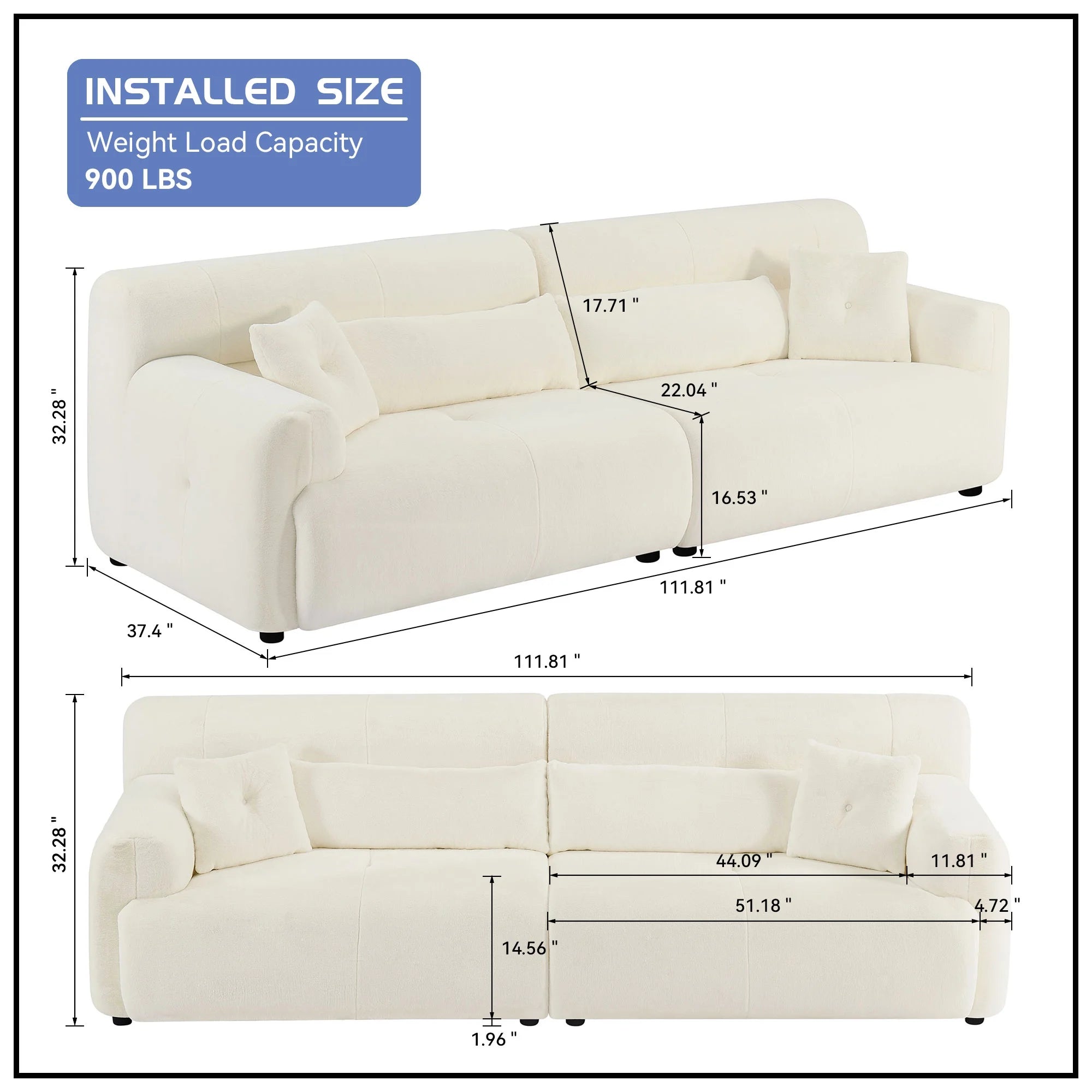 Beige Faux Rabbit Fur Sofa S283