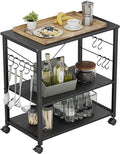 Black 3 Tier Metal Kitchen Cart with Wheels L128
